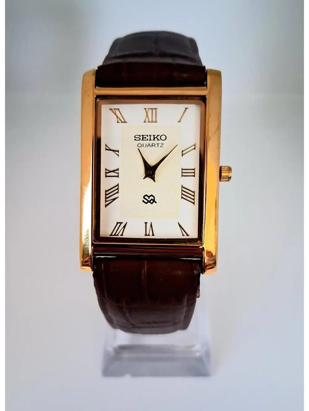 Men's Vintage Seiko Tank Leather Wrist Watch RARE